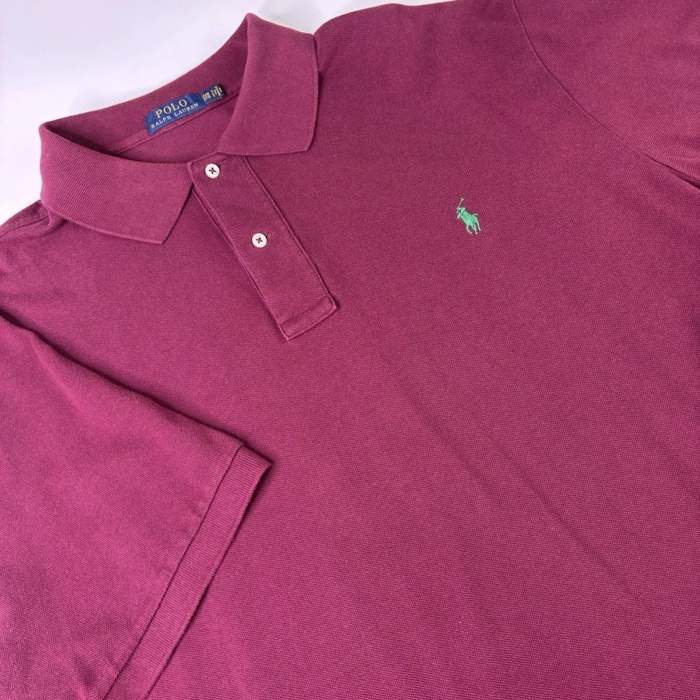 Polo‎ Ralph Lauren Polo Shirt Men's 2XB Burgundy Shirt Sleeve Pony Logo